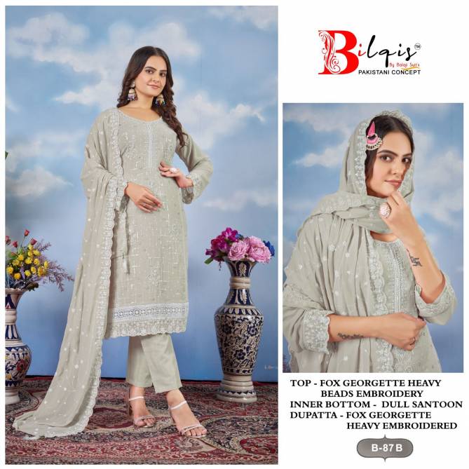 Bilqis B 87 A to D Faux Georgette Pakistani Suits Wholesale Price In Surat
